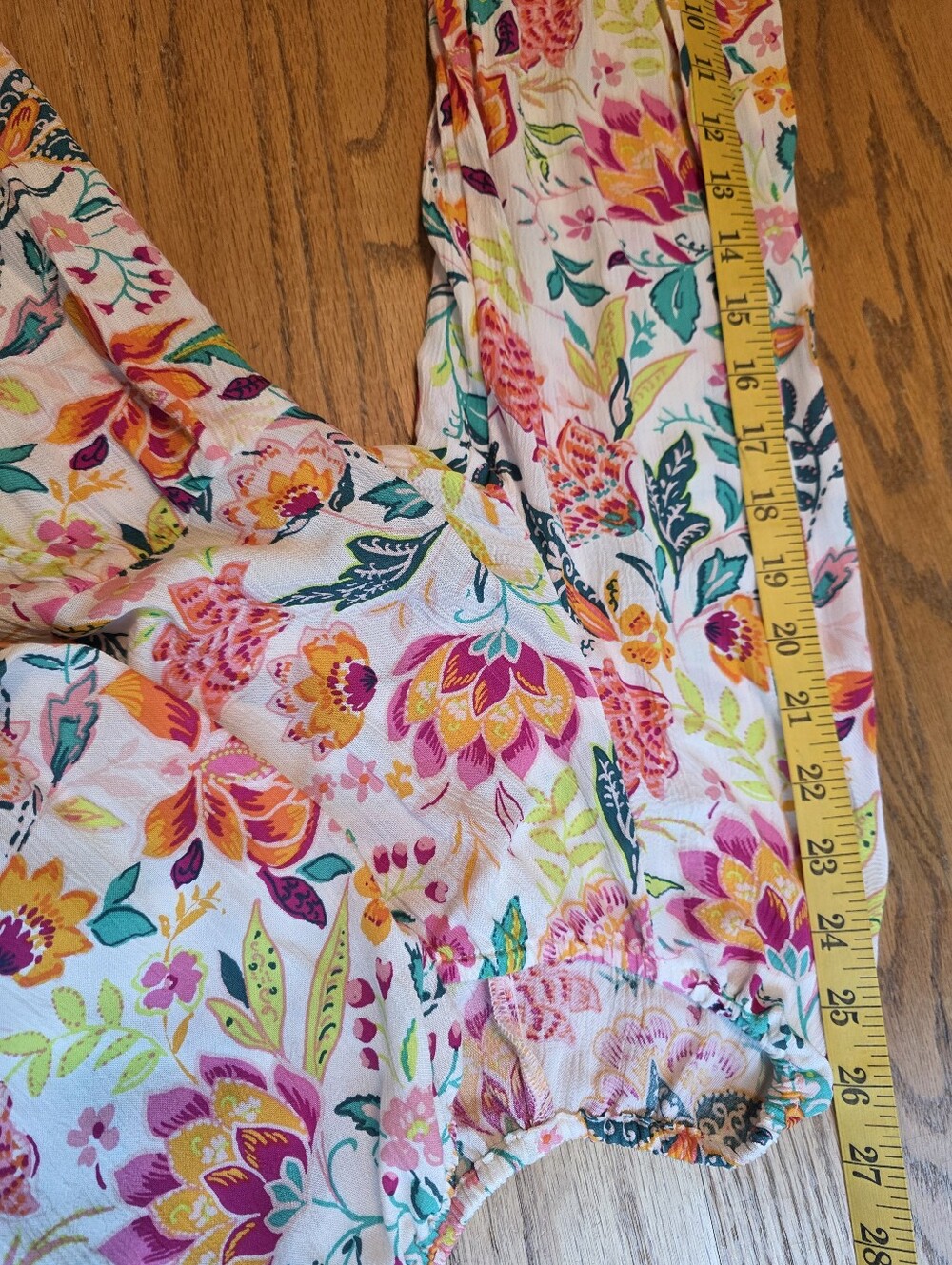 Old Navy Floral V-Neck Peasant Blouse Long Sleeve Boho Top Womens Size M - Picture 12 of 13